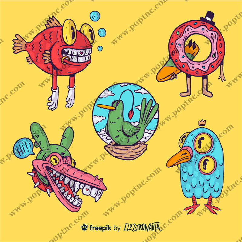 创意裁片印花:趣味动物图案服装印花设计