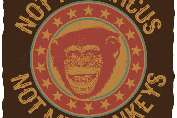 复古风猴子头像裁片印花,打造个性服装