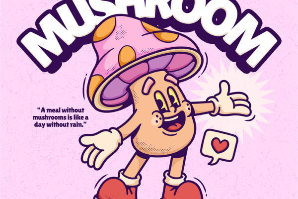 蘑菇裁片印花：可爱卡通风格服装印花设计