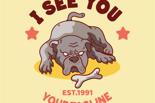 复古斗牛犬图案裁片印花,时尚个性服装印花设计