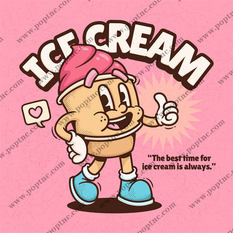 粉色冰淇淋花型纹理服装印花:可爱与时尚的完美结合