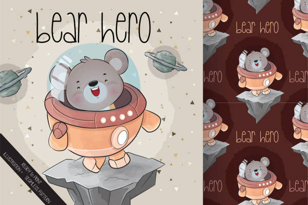 可爱熊英雄裁片印花：打造个性服装的创意选择