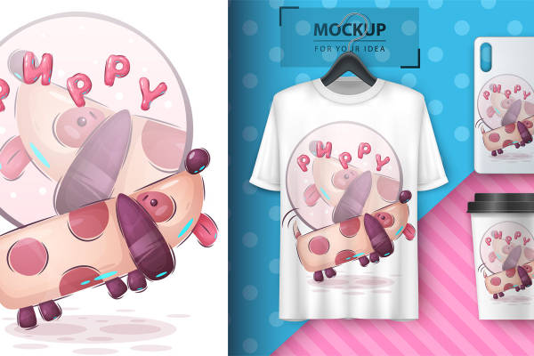 可爱小狗图案裁片印花，打造个性时尚服装