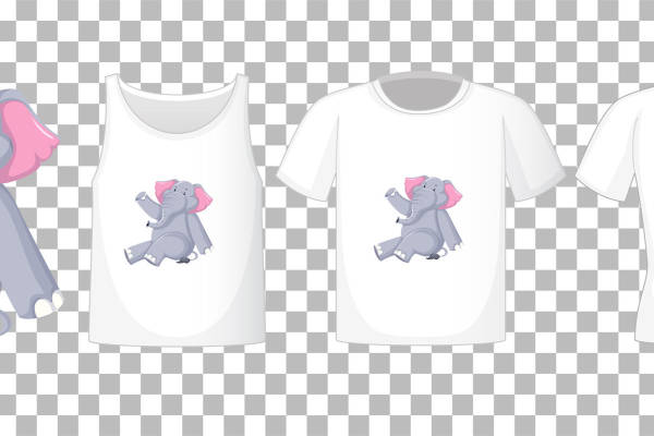 裁片印花：可爱大象图案，适合儿童服装印花设计