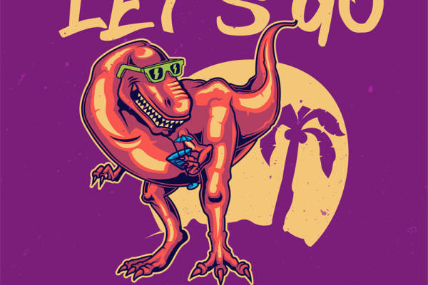 复古恐龙海滩度假裁片印花服装