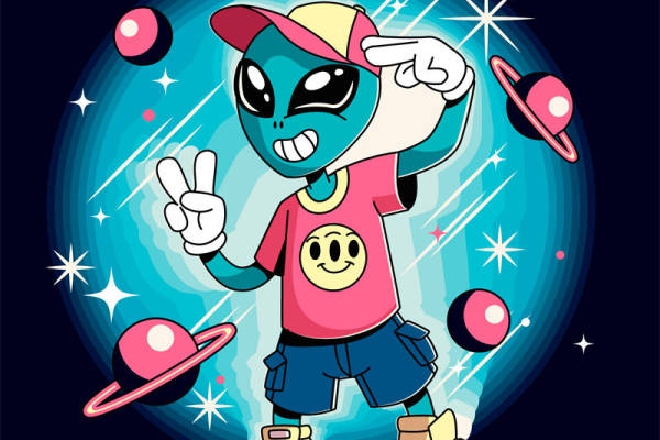 外星人裁片印花：趣味宇宙风服装印花设计