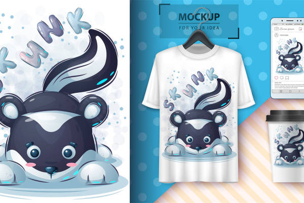 可爱小动物图案裁片印花，时尚创意服装印花设计