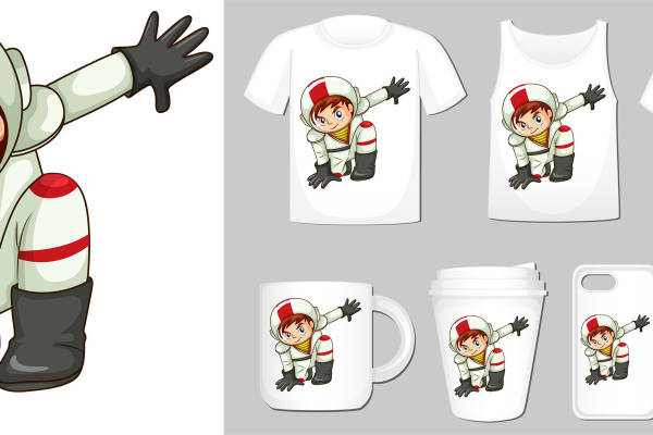 裁片印花：太空探险者主题服装印花设计