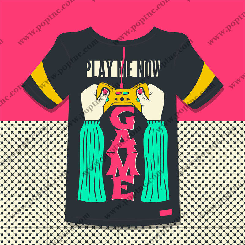 复古游戏手柄图案裁片印花服装印花