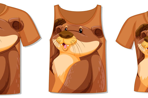 可爱海獭图案裁片印花,打造个性时尚服装