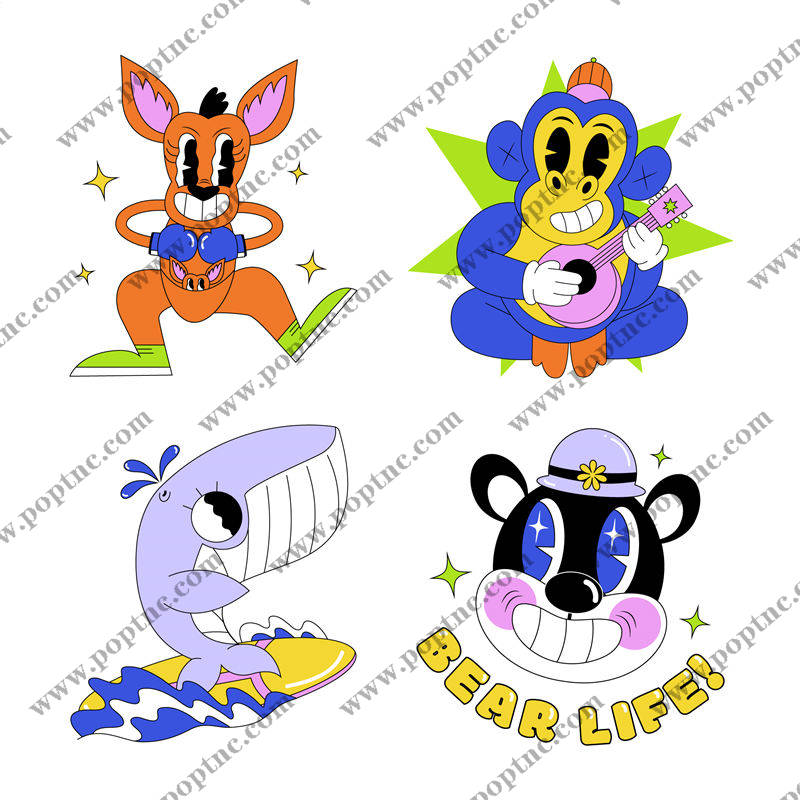 创意裁片印花:趣味动物图案服装印花设计