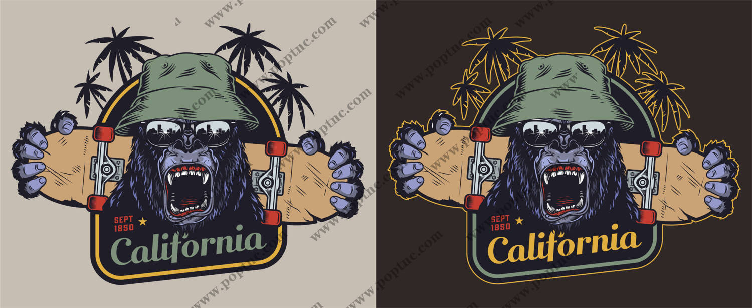 加州狂野猩猩:裁片印花服装印花设计