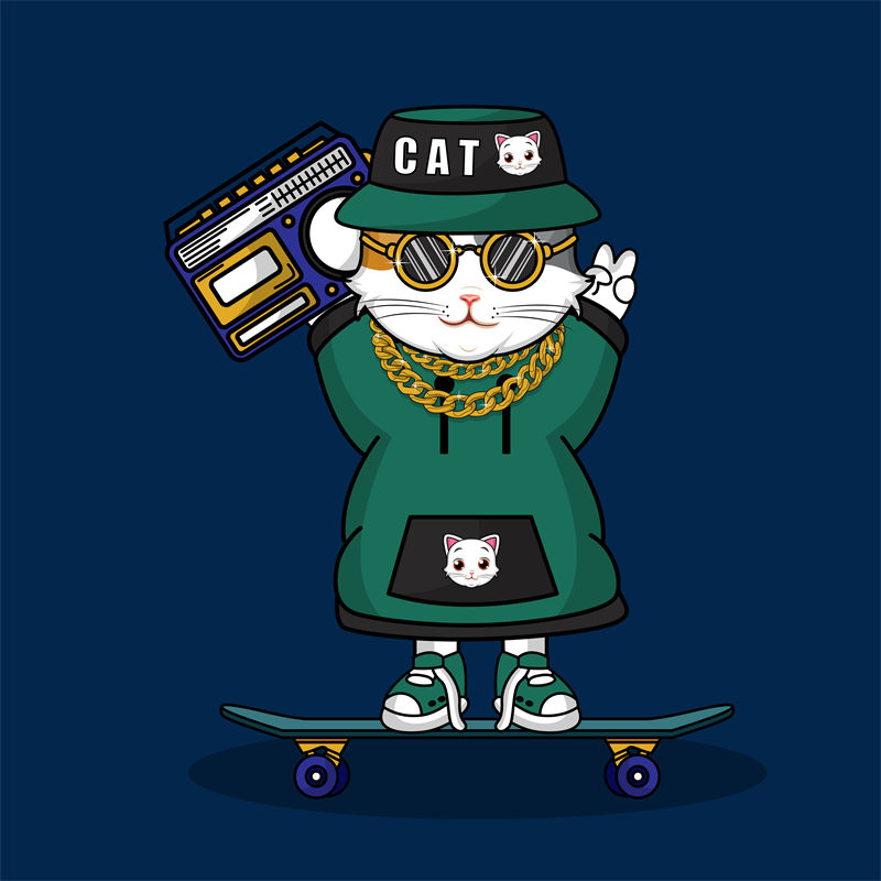 时尚潮流猫印花裁片服装印花设计