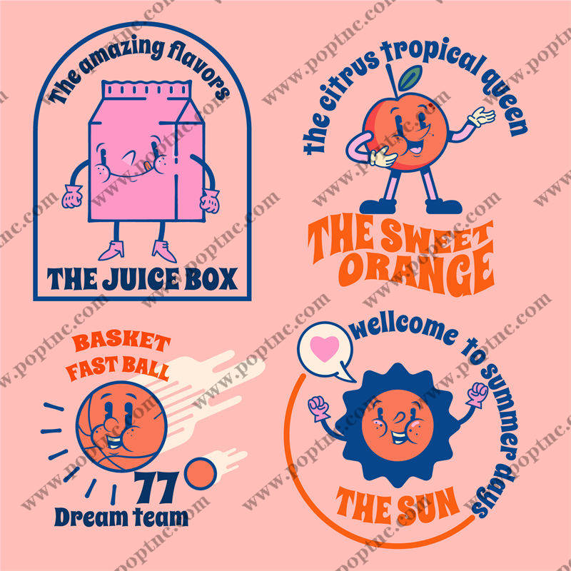 夏日甜美橙子果汁盒与阳光篮球梦印花服装