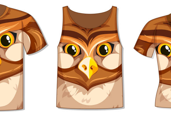 自然森林之谜：拟真猫头鹰图案裁片印花服装印花