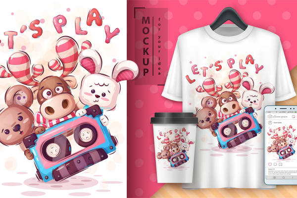 复古音乐主题裁片印花,打造个性时尚服装