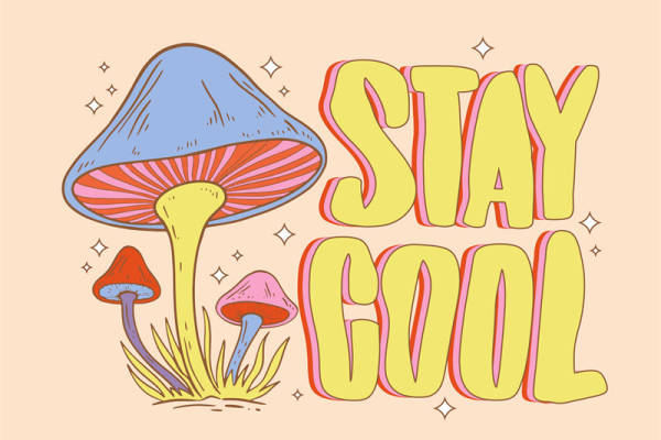 复古蘑菇图案裁片印花：打造独特个性服装