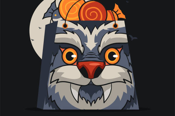 万圣节夜猫头鹰裁片印花服装印花
