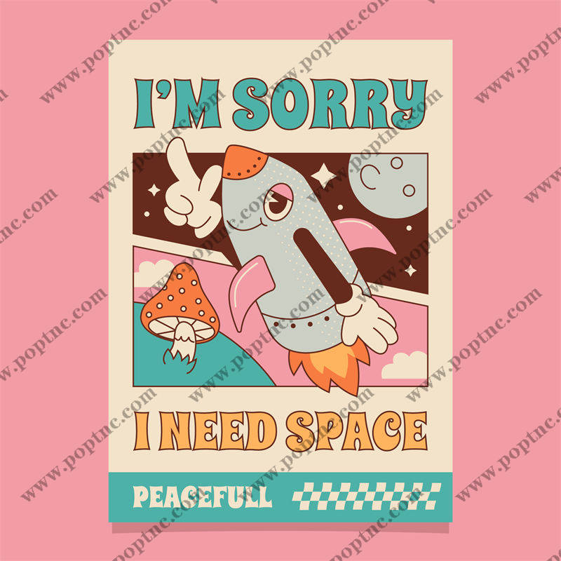 复古太空火箭裁片印花:创意服装印花设计