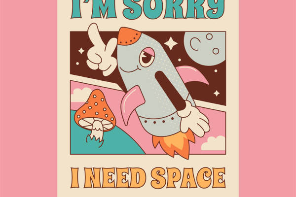 复古太空火箭裁片印花:创意服装印花设计