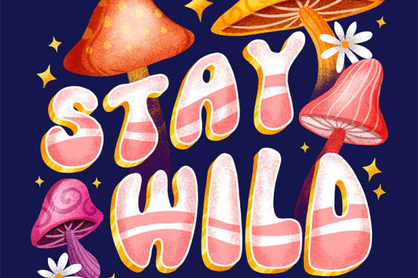 自然迷幻风蘑菇印花服装裁片，独特设计尽显个性