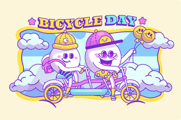 趣味卡通自行车日主题裁片印花，为您的服装增添童趣与活力