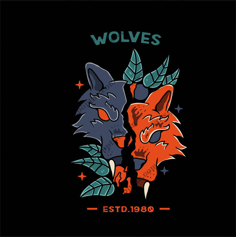 狼与森林:复古风格裁片印花服装