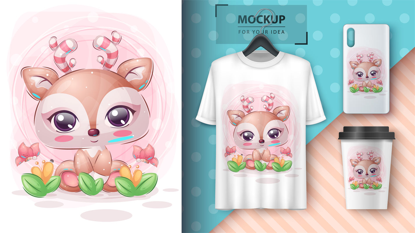 萌趣小鹿裁片印花,打造个性时尚服装