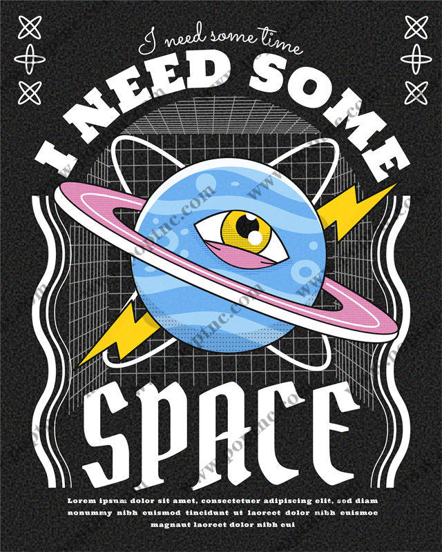 未来宇宙星球裁片印花,个性时尚服装印花设计