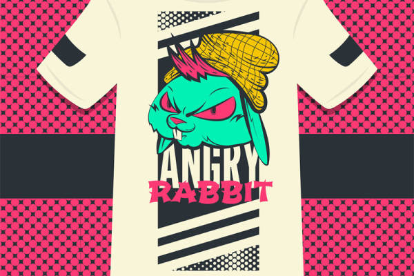 裁片印花：怒兔狂奔，个性时尚服装印花设计