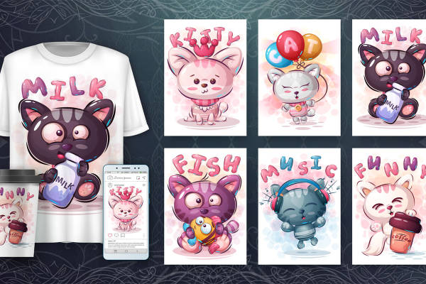 萌趣猫咪裁片印花，打造个性服装