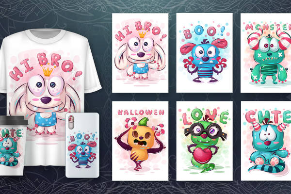 可爱卡通怪物裁片印花：打造个性化的服装设计