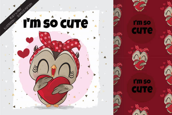 浪漫心形小猫印花服装裁片：可爱与时尚的完美结合