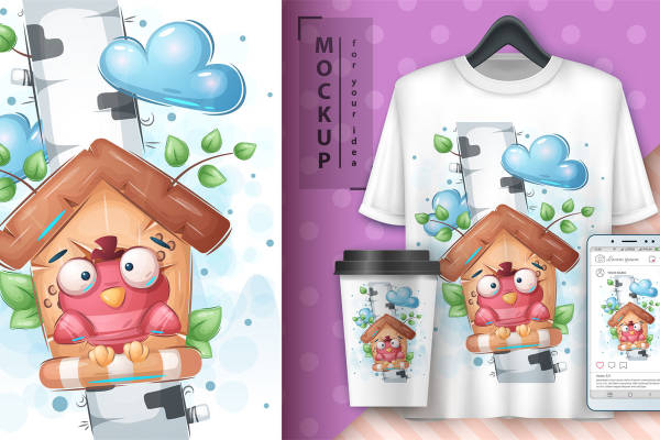 萌趣鸟屋裁片印花：打造个性服装印花设计