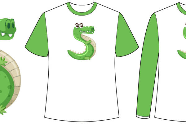 创意鳄鱼数字5裁片印花服装印花设计
