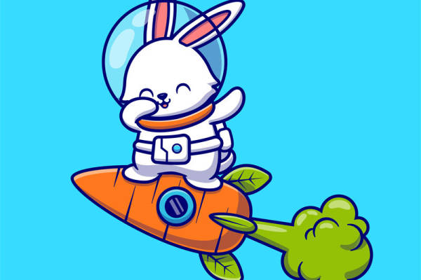 可爱兔子航天员造型裁片印花，打造个性服装