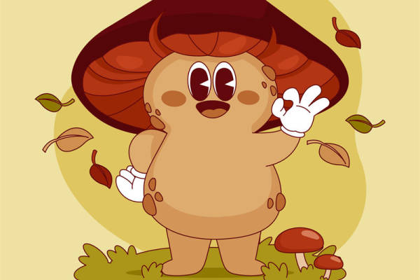 秋季蘑菇裁片印花:可爱卡通风格服装印花设计