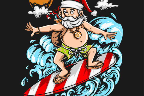 圣诞老人冲浪：创意裁片印花服装设计