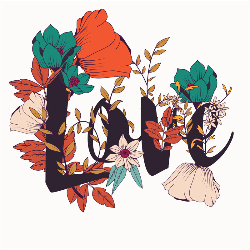 浪漫花语：LOVE花型裁片印花服装设计