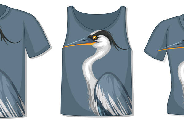 优雅灰鹭印花：时尚裁片印花服装设计