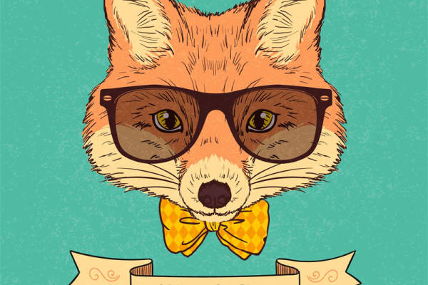 复古狐狸眼镜与领结：时尚裁片印花服装设计