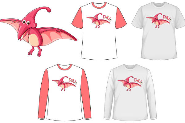 恐龙裁片印花：可爱恐龙图案服装印花设计