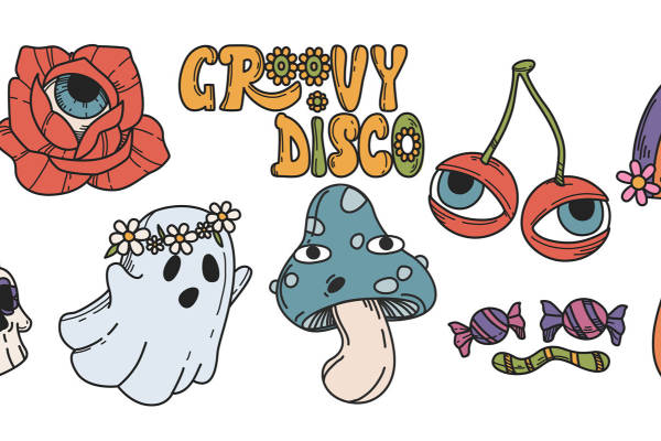 万圣节主题裁片印花:鬼魂、南瓜与神秘图案服装印花