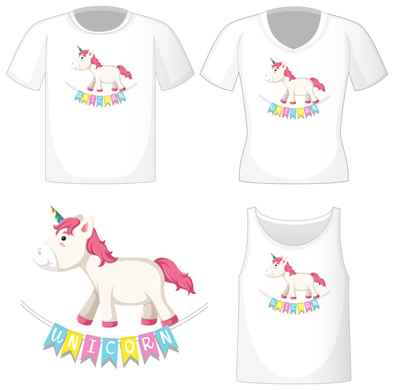 梦幻独角兽：可爱裁片印花服装印花设计