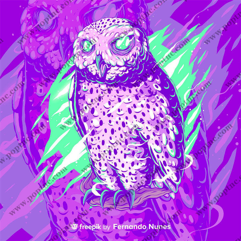 梦幻紫绿渐变夜鹰裁片印花服装