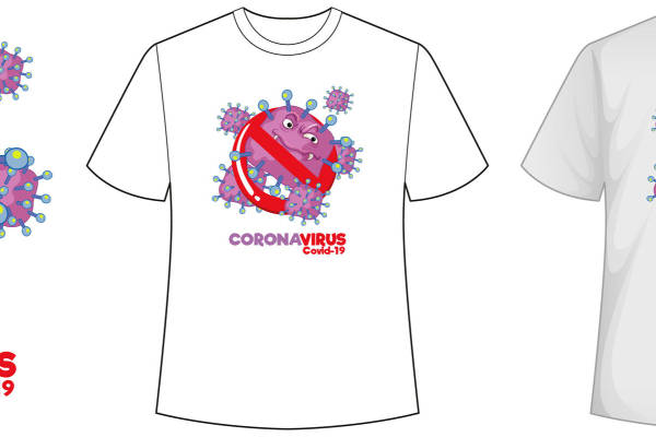 创意裁片印花：防病毒卡通图案设计，适合各类服装