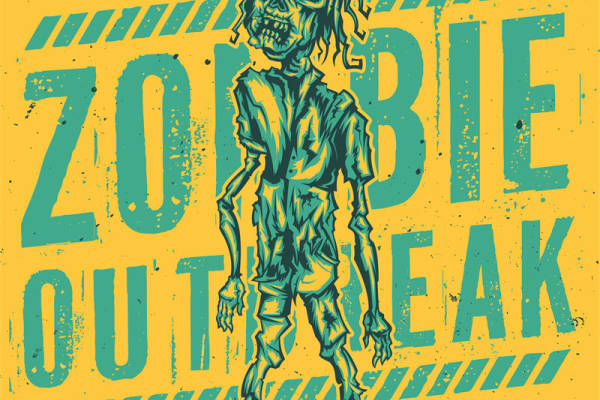 复古僵尸图案服装印花设计，时尚裁片印花创意