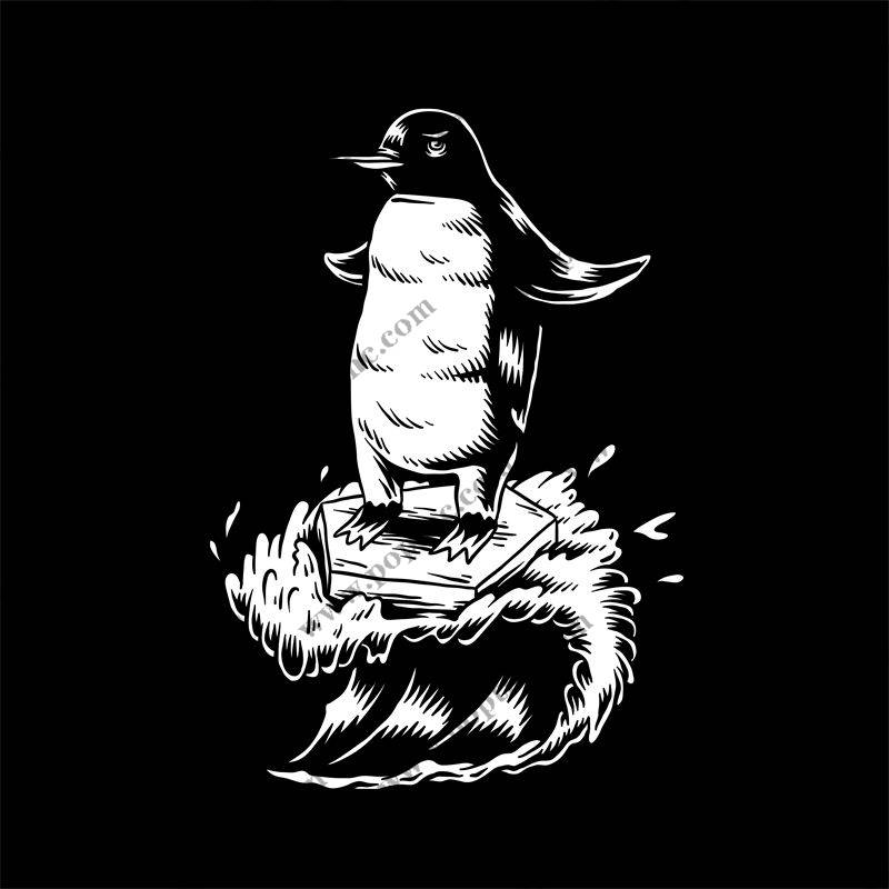 经典企鹅图案裁片印花,时尚百搭服装印花设计