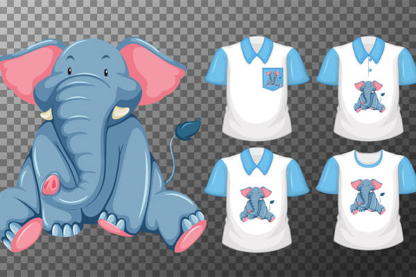 可爱大象裁片印花：萌趣设计，适合儿童服装