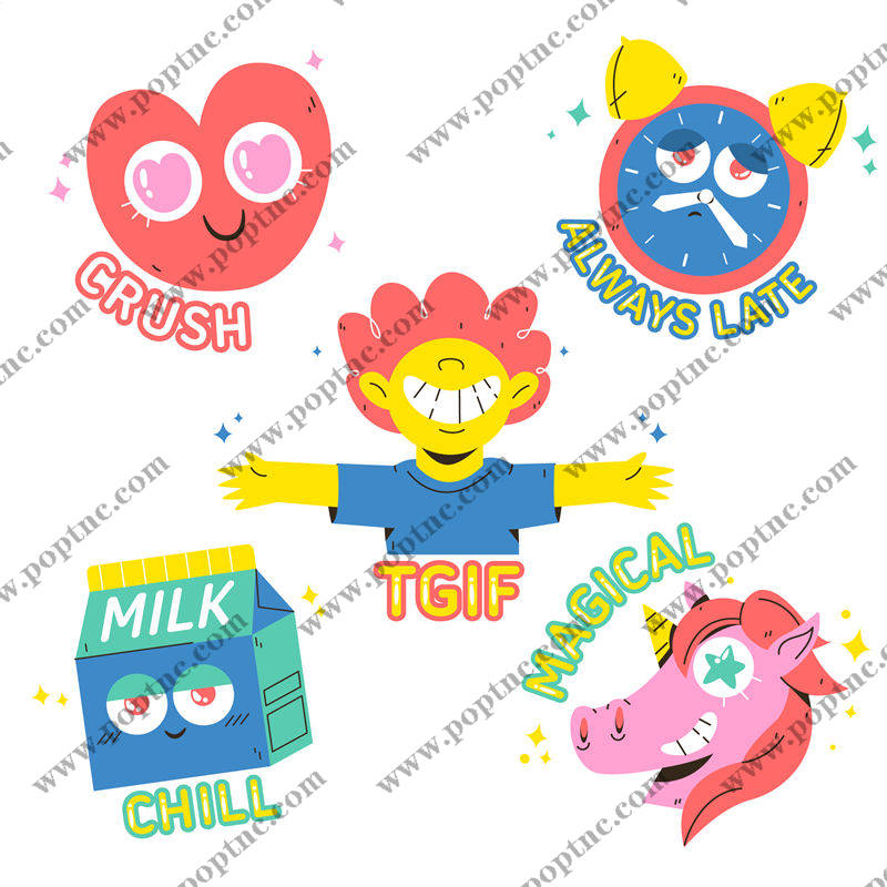 可爱卡通风格服装印花设计:创意裁片印花